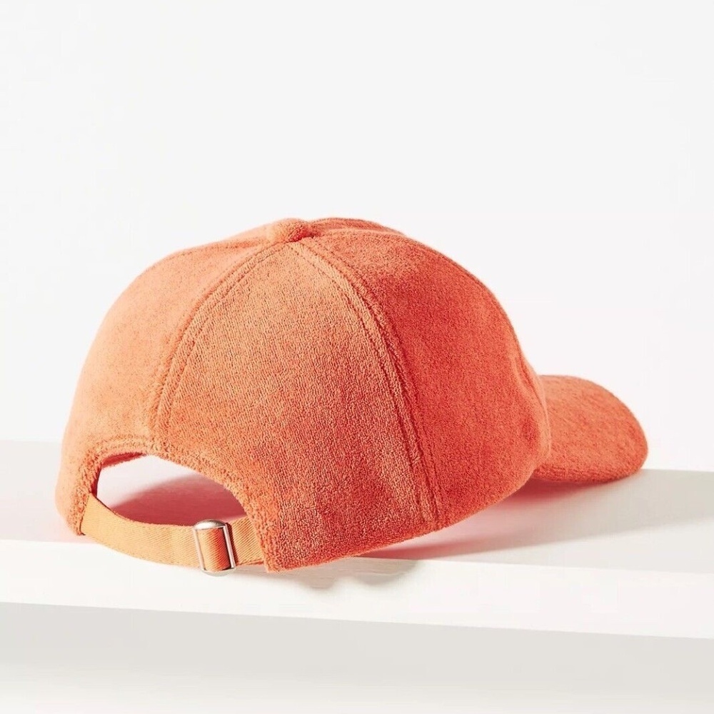 NWT Anthropologie Icon Orange Terry Cloth Baseball Cap - Picture 3 of 4
